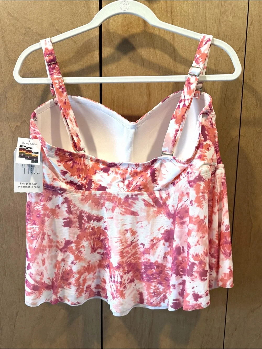 Time and Tru 1X Tie-Dye swim Tank Top - Pink & Orange new with tags